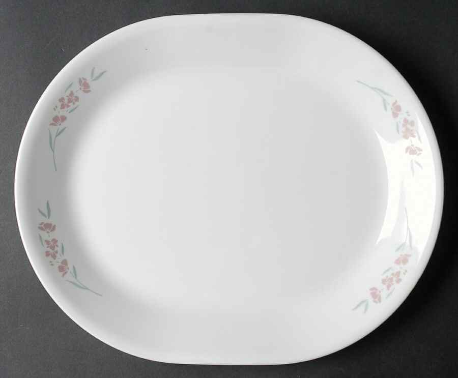Silk Blossoms (Corelle) 12" Oval Serving Platter by Corning Corelle-1
