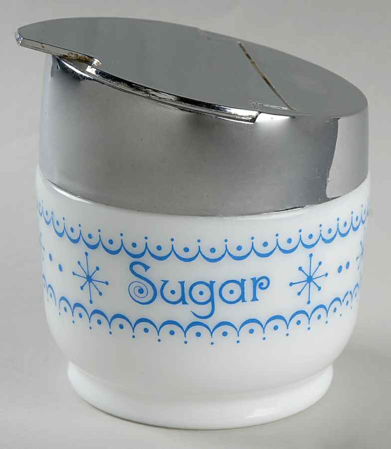 Snowflake Blue (Corelle) Sugar Bowl & Lid by Corning Corelle-1