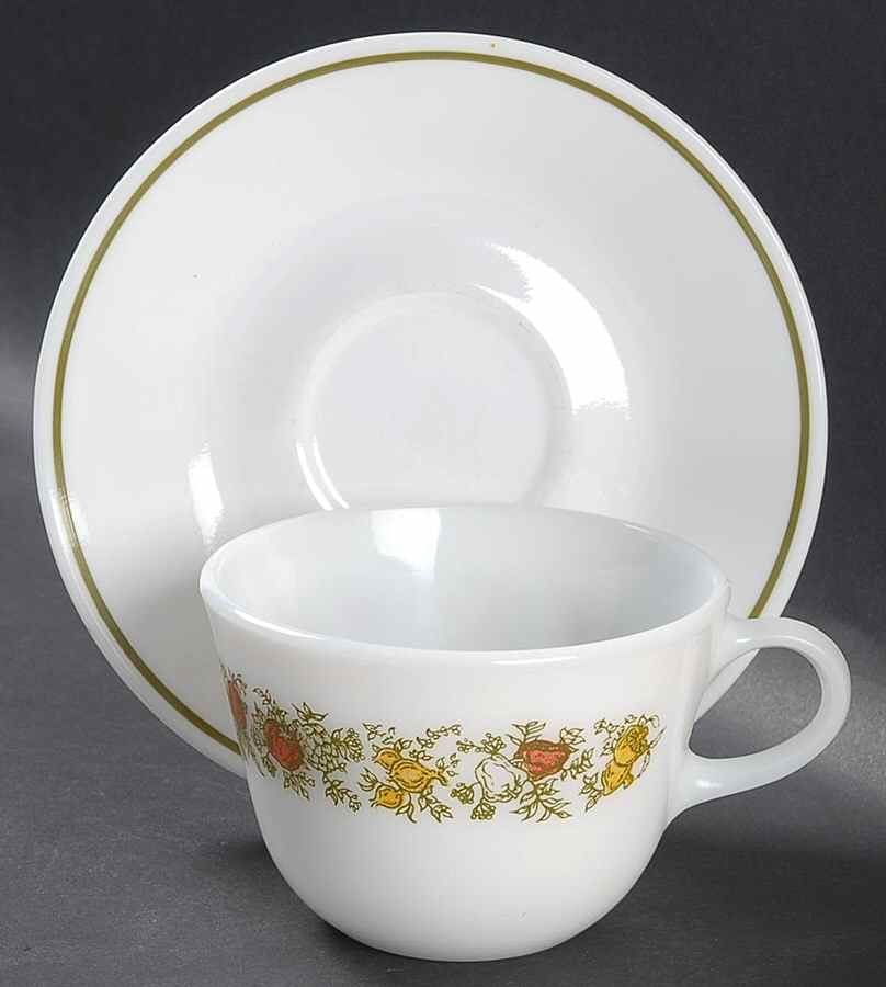 Spice of Life (Corelle) Flat Cup & Saucer Set by Corning Corelle-1