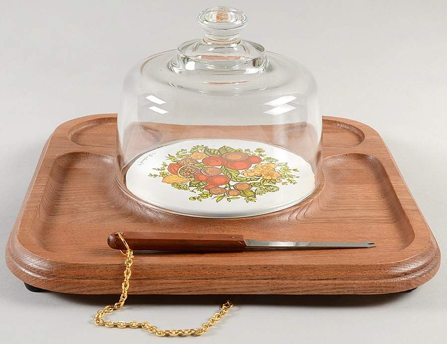 Spice of Life (Centura) Cheese Dish W/Dome & Attached Knife by Corning Corelle-1