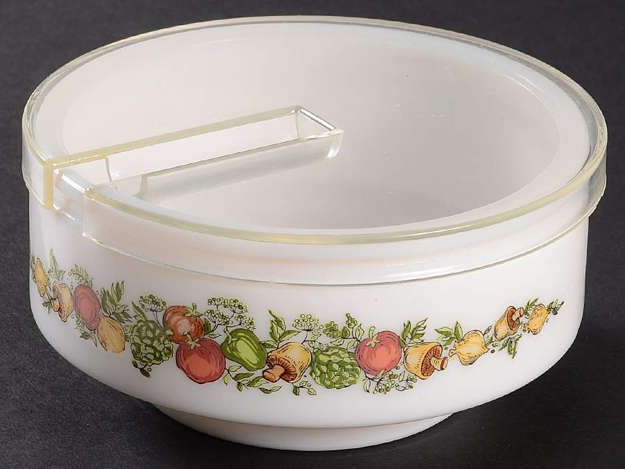 Spice of Life (Centura) Glassware Condiment Bowl w/Plastic Lid by Corning Corelle-1