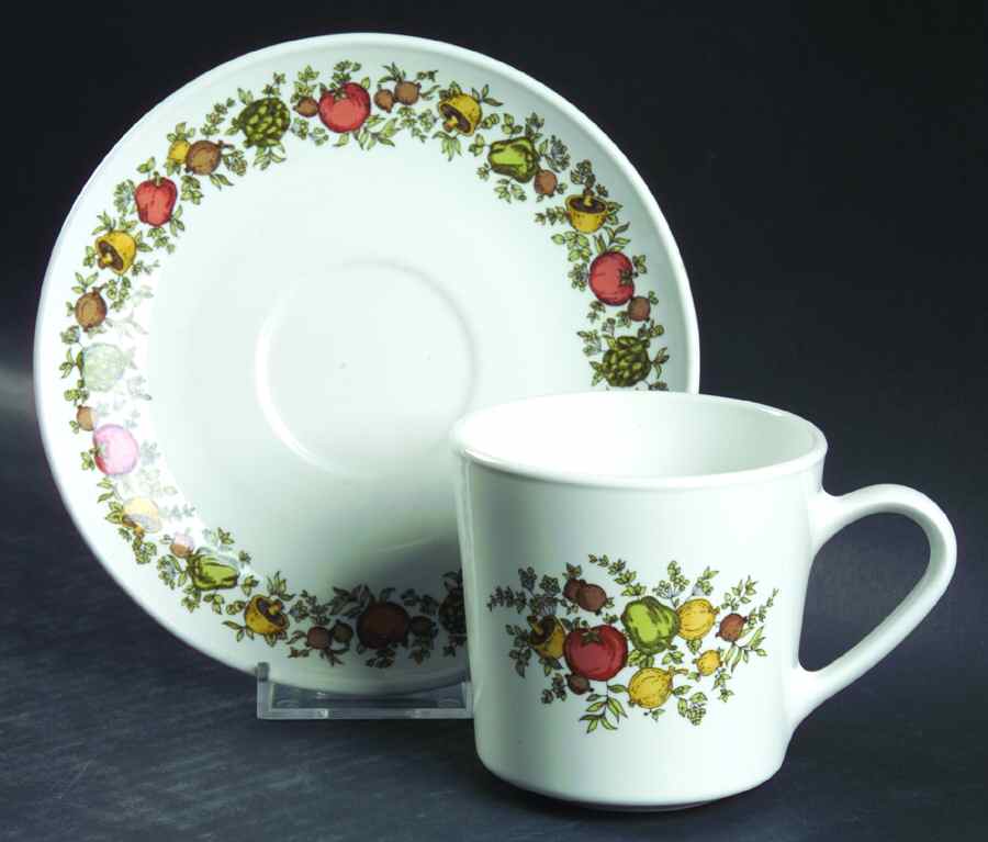 Spice of Life (Centura) Flat Cup & Saucer Set by Corning Corelle-1