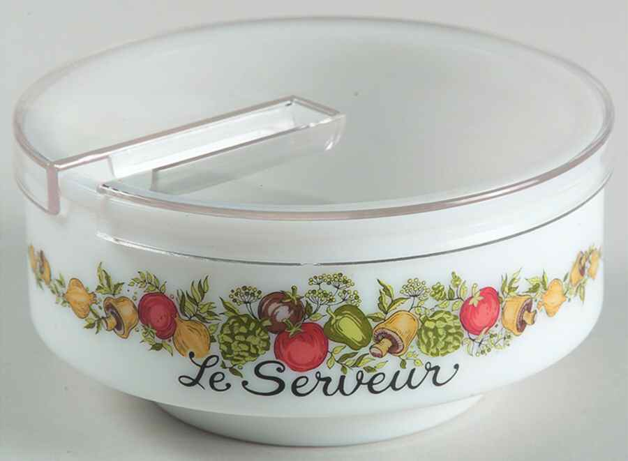 Spice of Life (Centura) Glassware Condiment Bowl w/Plastic Lid by Corning Corelle-1