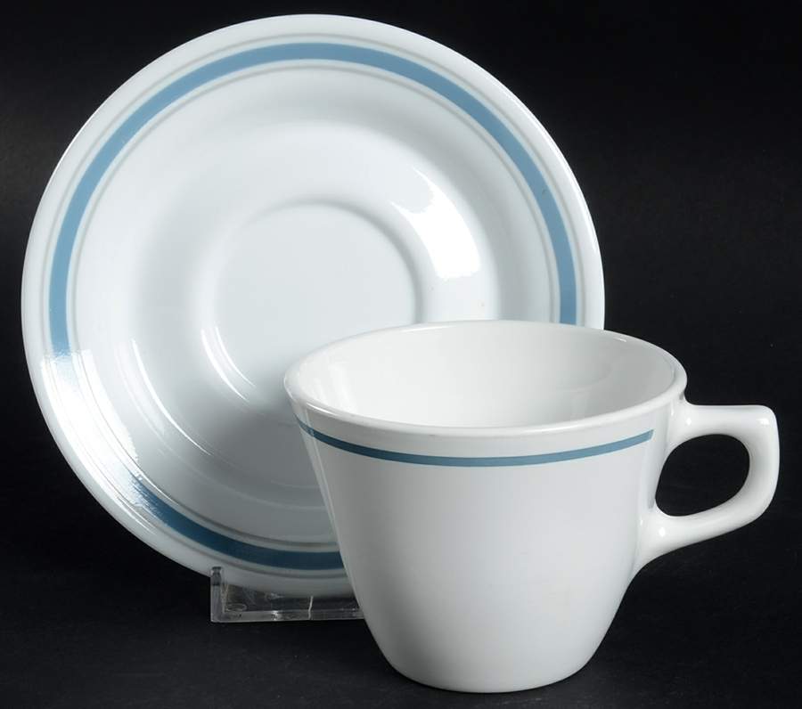 Stratos Flat Cup & Saucer Set by Corning Corelle-1