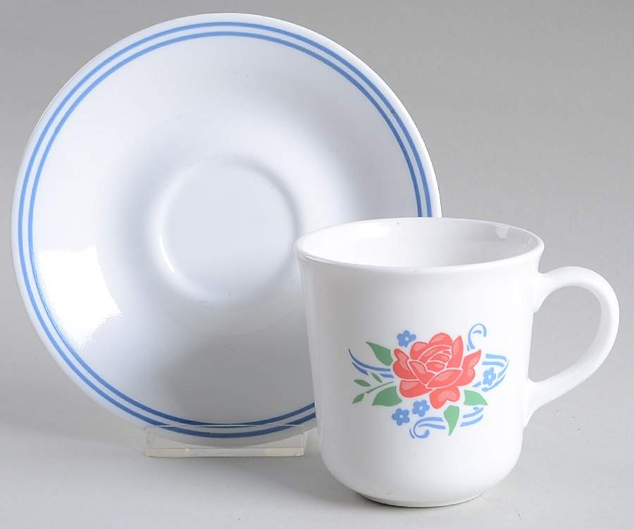Summer Fair (Corelle) Flat Cup & Saucer Set by Corning Corelle-1