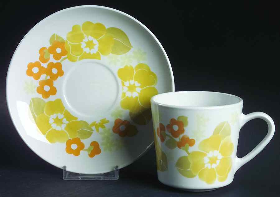 Summerhill Flat Cup & Saucer Set by Corning Corelle-1