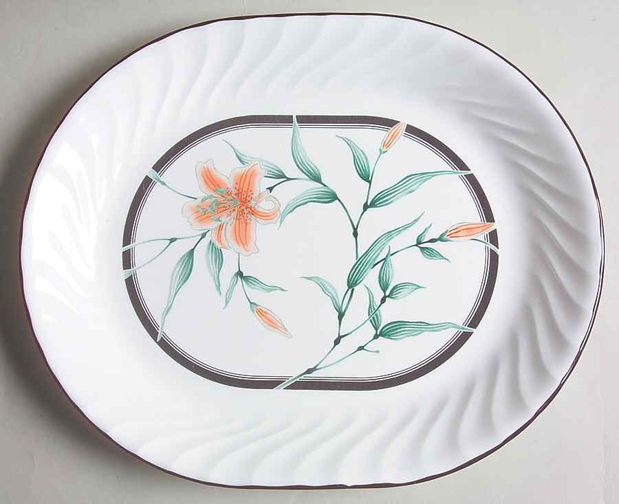Tiger Lily (Corelle) 12" Oval Serving Platter by Corning Corelle-1
