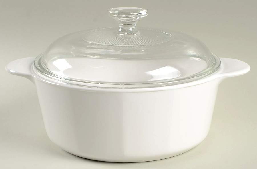 White Coupe 2.25 Qt Round Covered Casserole by Corning Corelle-1