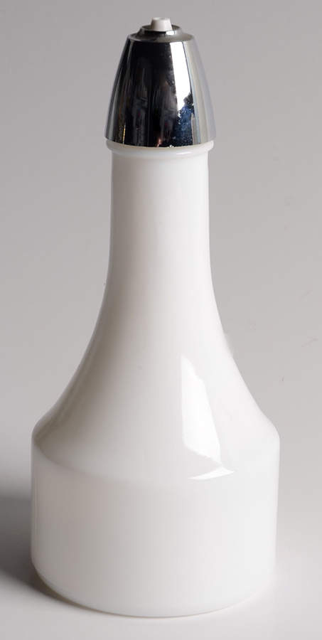 White Coupe Oil/Vinegar Glassware Shaker Cruet & Plastic Top by Corning Corelle-1