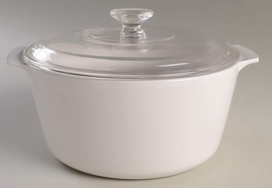 White Coupe 5 Quart Round Covered Casserole by Corning Corelle-1