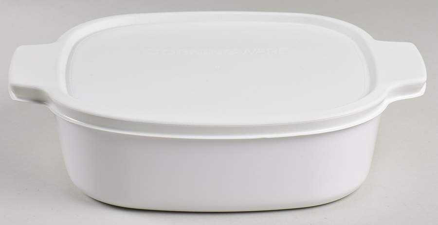 White Coupe 2 Quart Square Casserole with Lid by Corning Corelle-1