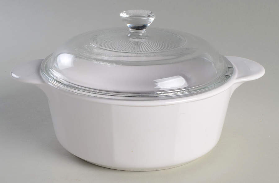 White Coupe 1.25 Qt Round Covered Casserole by Corning Corelle-1
