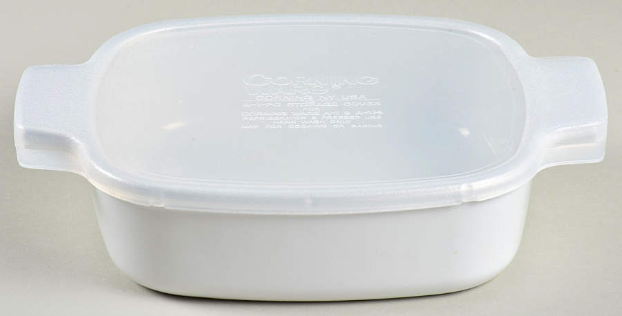White Coupe 1 Quart Square Casserole with Lid by Corning Corelle-1