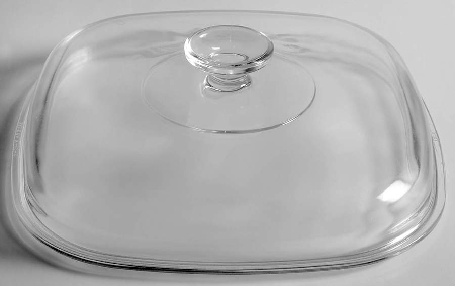 White Coupe Glass Lid for 5 Quart Square Casserole by Corning Corelle-1