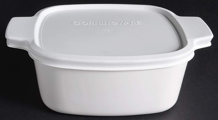 White Coupe 1.5 Quart Square Casserole with Lid by Corning Corelle-1