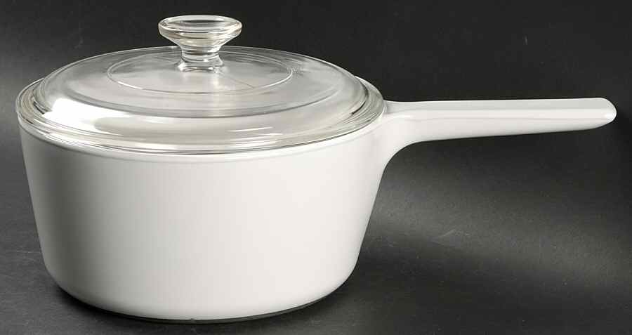 White Coupe Rangetopper 2.5 Quart Saucepan with Glass Lid by Corning Corelle-1