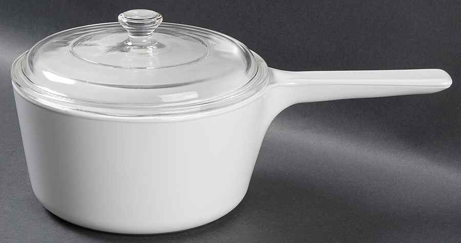 White Coupe Rangetopperr 1.5 Quart Saucepan with Glass Lid by Corning Corelle-1