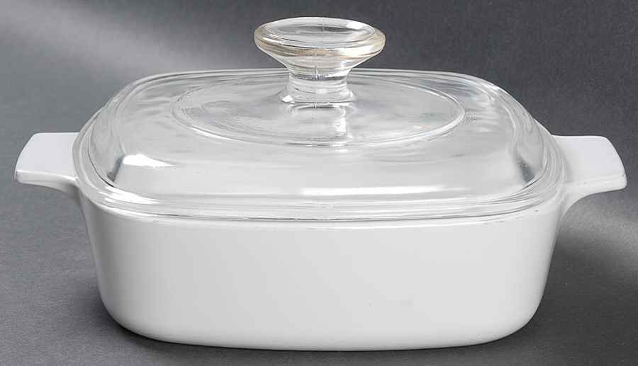 White Coupe 1 Quart Square Casserole with Lid by Corning Corelle-1