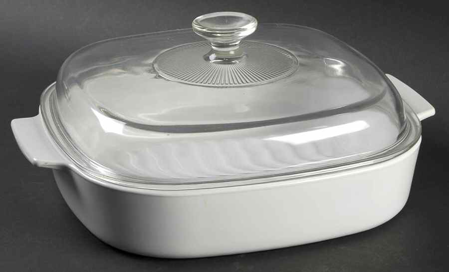 White Coupe Cooker W/Lid&Built in Rack,10" by Corning Corelle-1