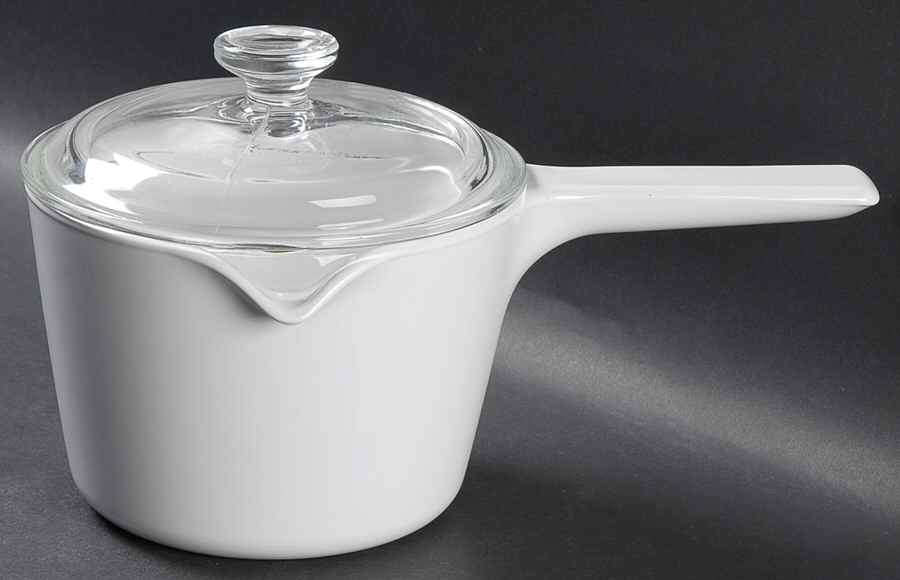 White Coupe 1 Qt Cook & Pour w/Glass Lid by Corning Corelle-1