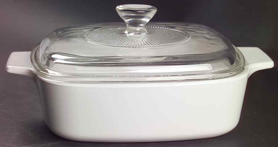 White Coupe 1 Qt Square Casserole w/Glass or Plastic Lid by Corning Corelle-1