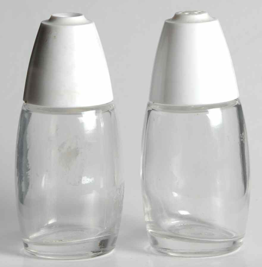 White Coupe Glassware Salt and Pepper Set by Corning Corelle-1