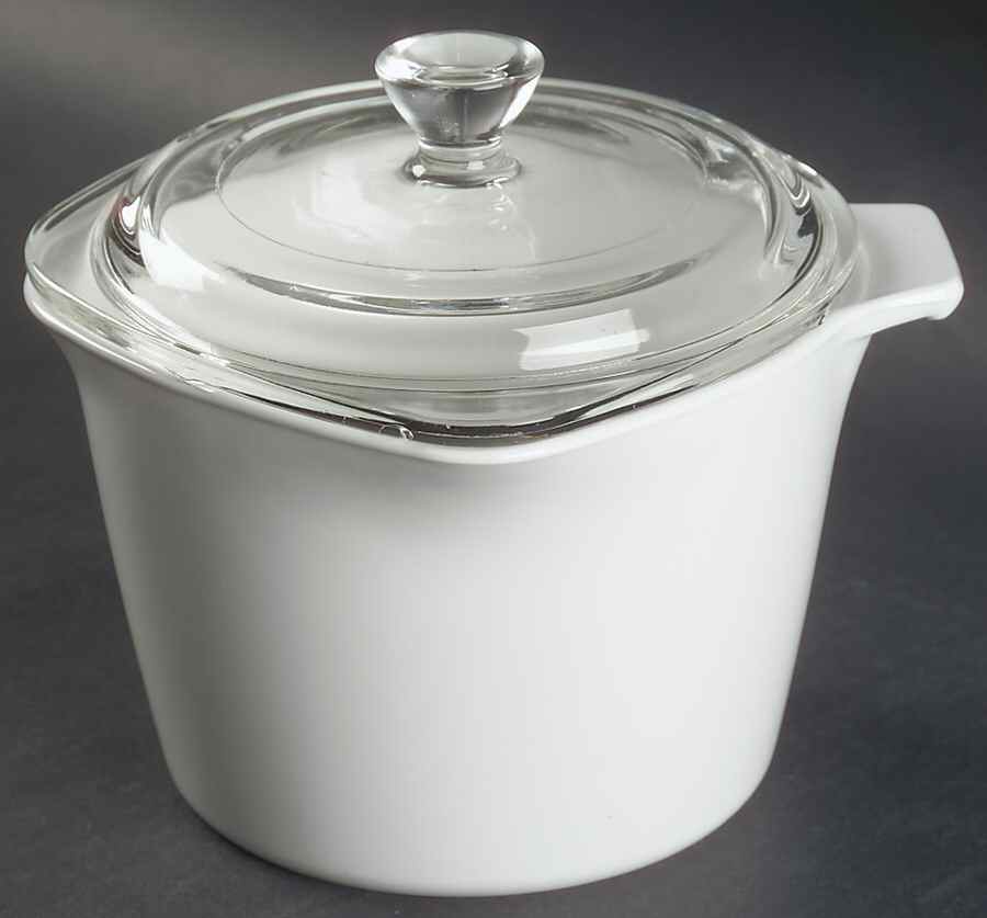 White Coupe 1 Qt Sauce Maker & Glass Lid by Corning Corelle-1