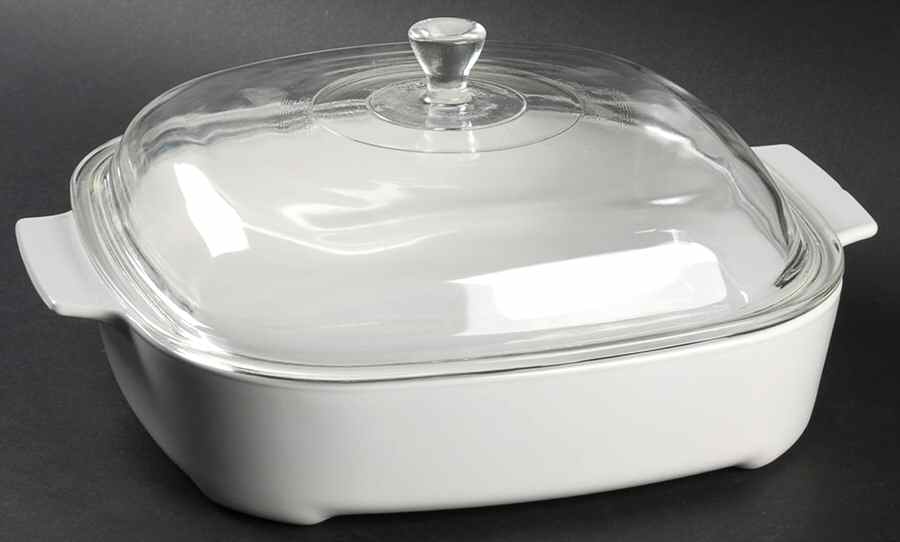 White Coupe 10" Covered Browning Skillet by Corning Corelle-1
