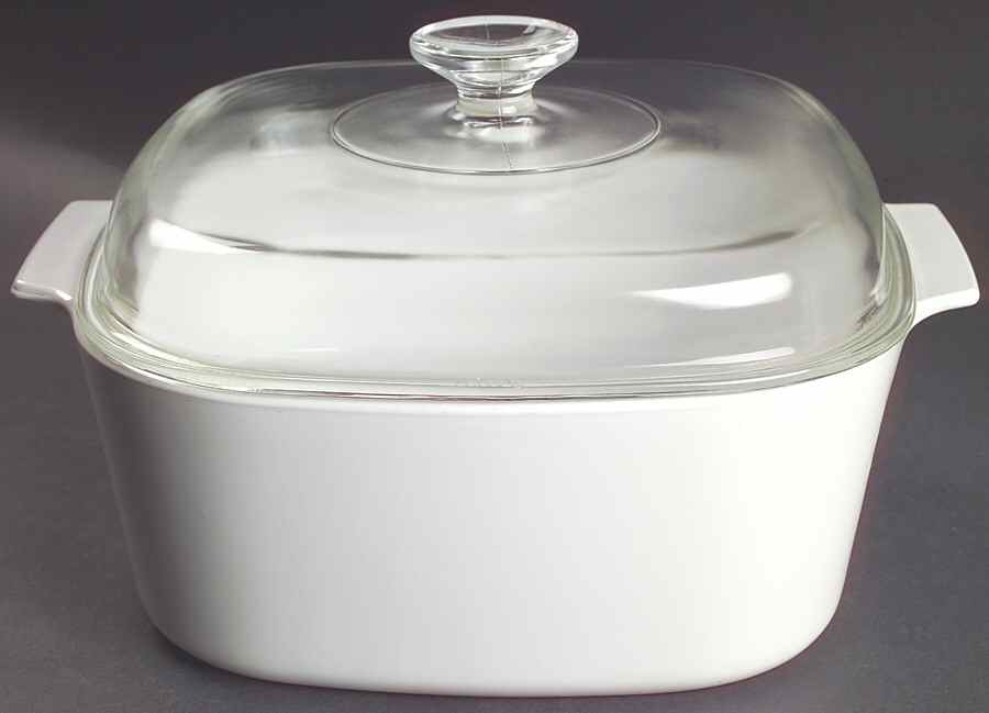White Coupe 5 Quart Square Casserole with Glass Lid by Corning Corelle-1