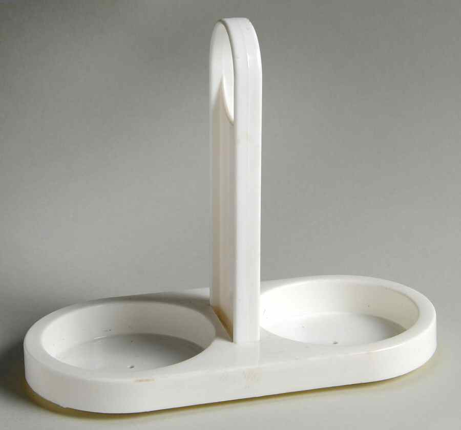White Coupe Tray for Glass Creamer & Sugar w/Plastic Lids by Corning Corelle-1