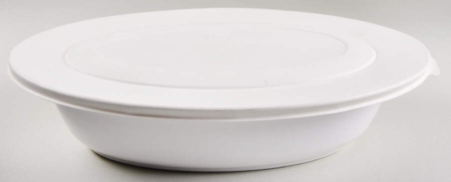 White Flora 2.25 Qt Oval Covered Casserole w/Plastic Cover by Corning Corelle-1
