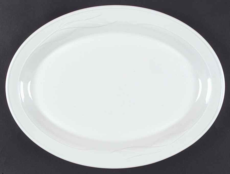 White Flora 14" Oval Serving Platter by Corning Corelle-1