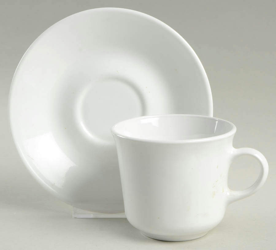 Winter Frost White (Corelle) Flat Cup & Saucer Set by Corning Corelle-1