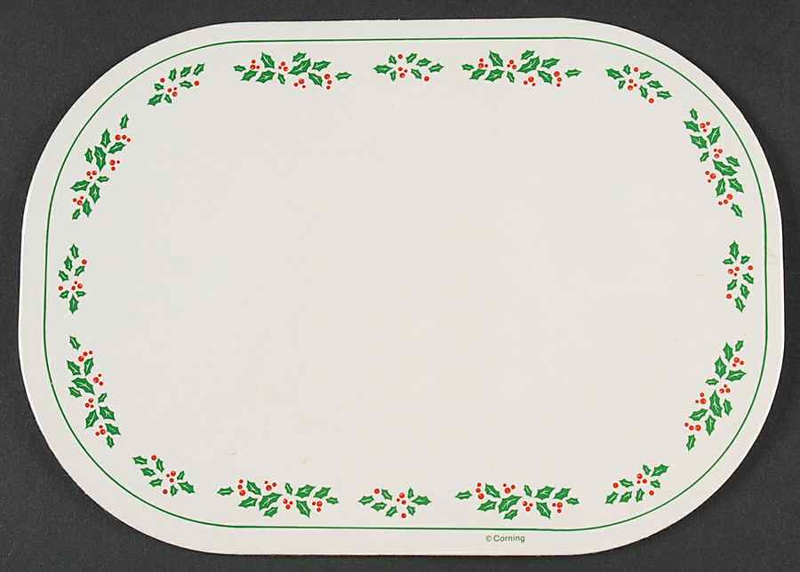 Winter Holly (Green Band, Corelle) Small Corkboard Placemat by Corning Corelle-1
