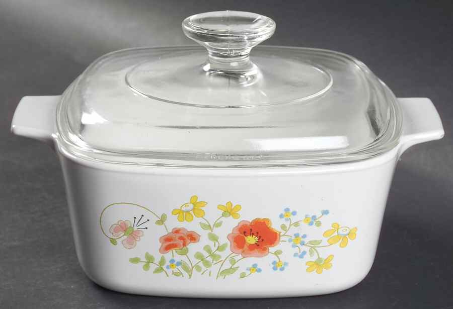 Wildflower (Corelle) 1.5 Quart Square Casserole with Lid by Corning Corelle-1