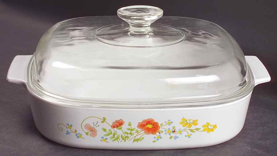 Wildflower (Corelle) 1 Qt Square Casserole w/Glass or Plastic Lid by Corning Corelle-1