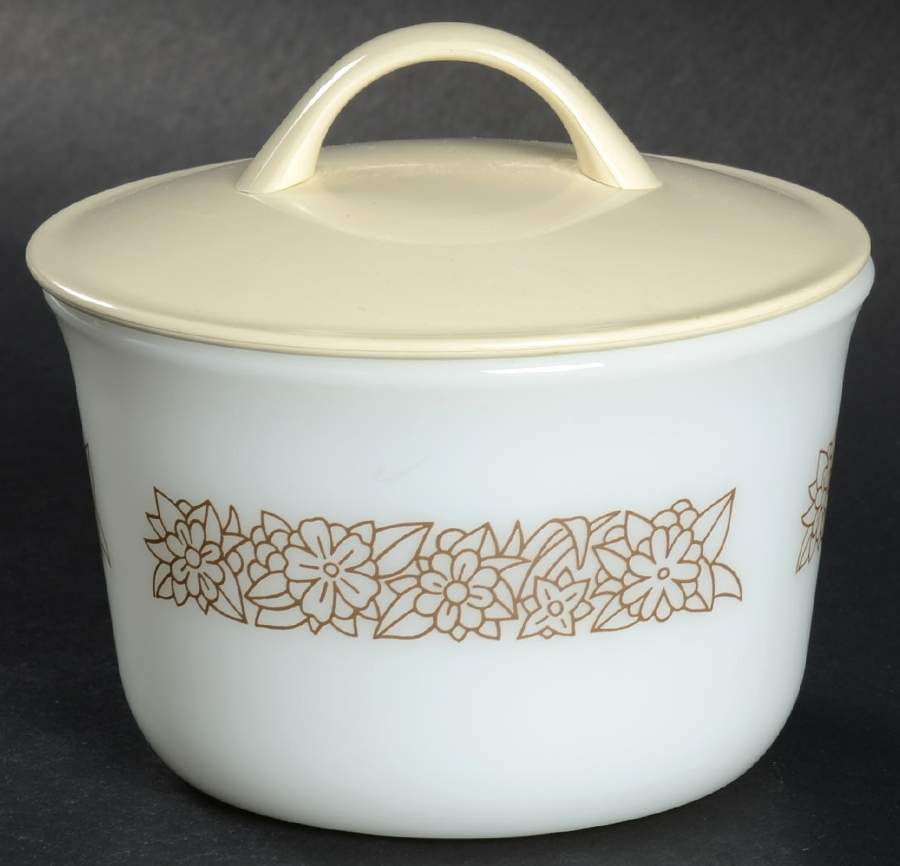 Woodland Brown (Corelle) Sugar Bowl & Lid by Corning Corelle-1