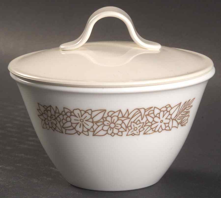 Woodland Brown (Corelle) Sugar Bowl & Lid by Corning Corelle-1
