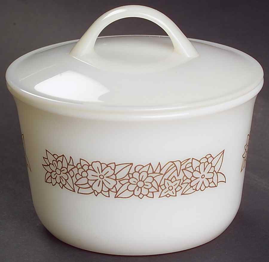 Woodland Brown (Corelle) Sugar Bowl & Lid by Corning Corelle-1