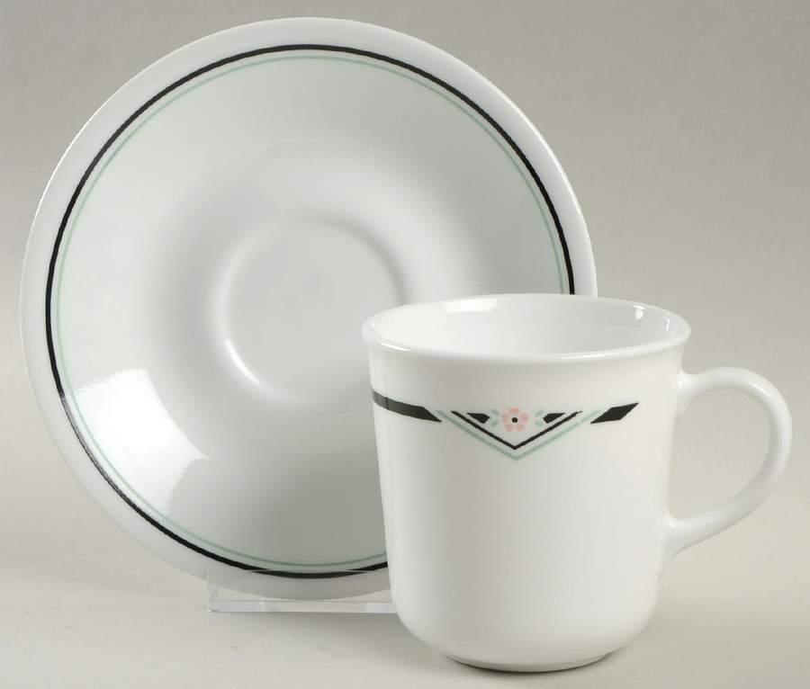 Zenith (Corelle) Flat Cup & Saucer Set by Corning Corelle-1