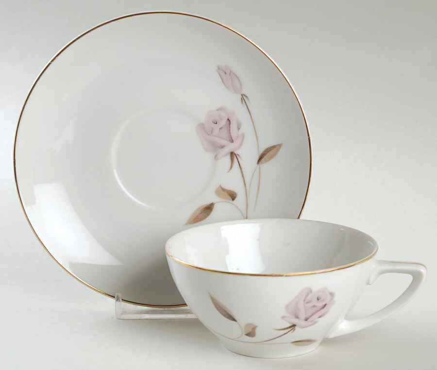 Rosalia (Gold Trim) Flat Cup & Saucer Set by Contour-1