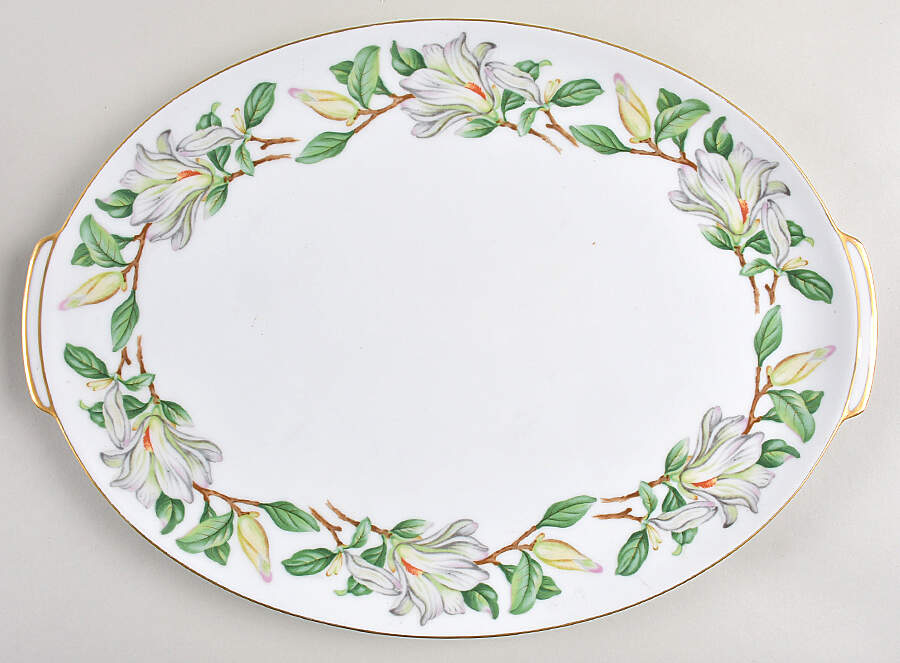 Treasure (White Magnolias) 16" Oval Serving Platter by Contour-1