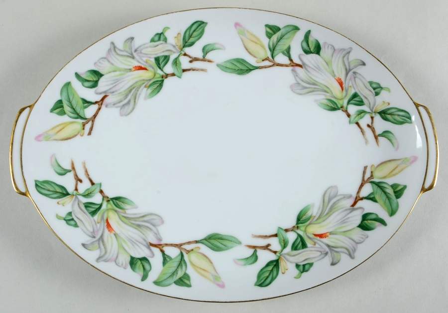 Treasure (White Magnolias) 12" Oval Serving Platter by Contour-1
