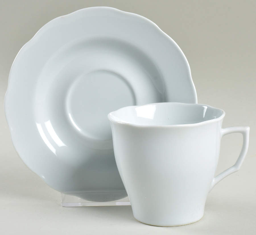 Camelia (All White) Flat Cup & Saucer Set by Couture-1