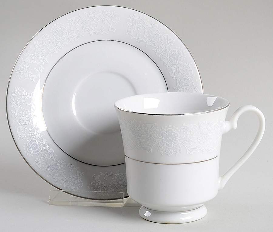 Queen's Lace Footed Cup & Saucer Set by Crown China (Japan)-1