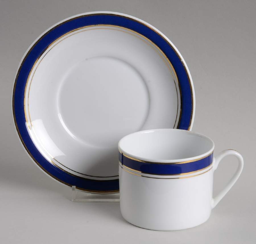 Prestige Blue Flat Cup & Saucer Set by Crown Porcelain-1