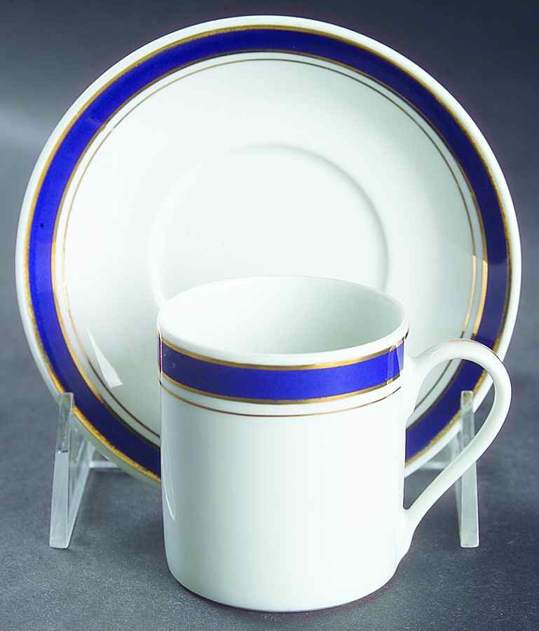 Prestige Blue Flat Demitasse Cup & Saucer Set by Crown Porcelain-1