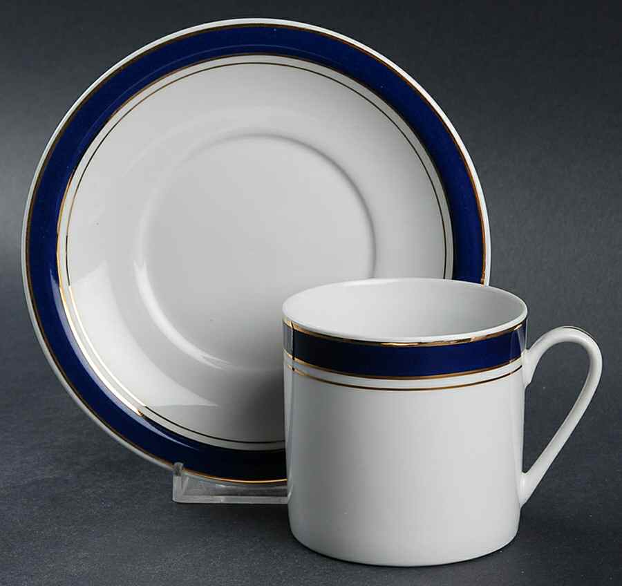 Prestige Blue Flat Cup & Saucer Set by Crown Porcelain-1