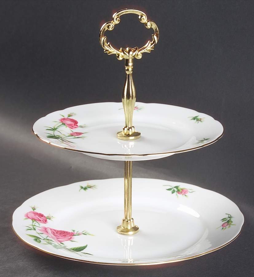 Rose 2 Tiered Serving Tray (Dinner & Salad Plate) by Christineholm-1