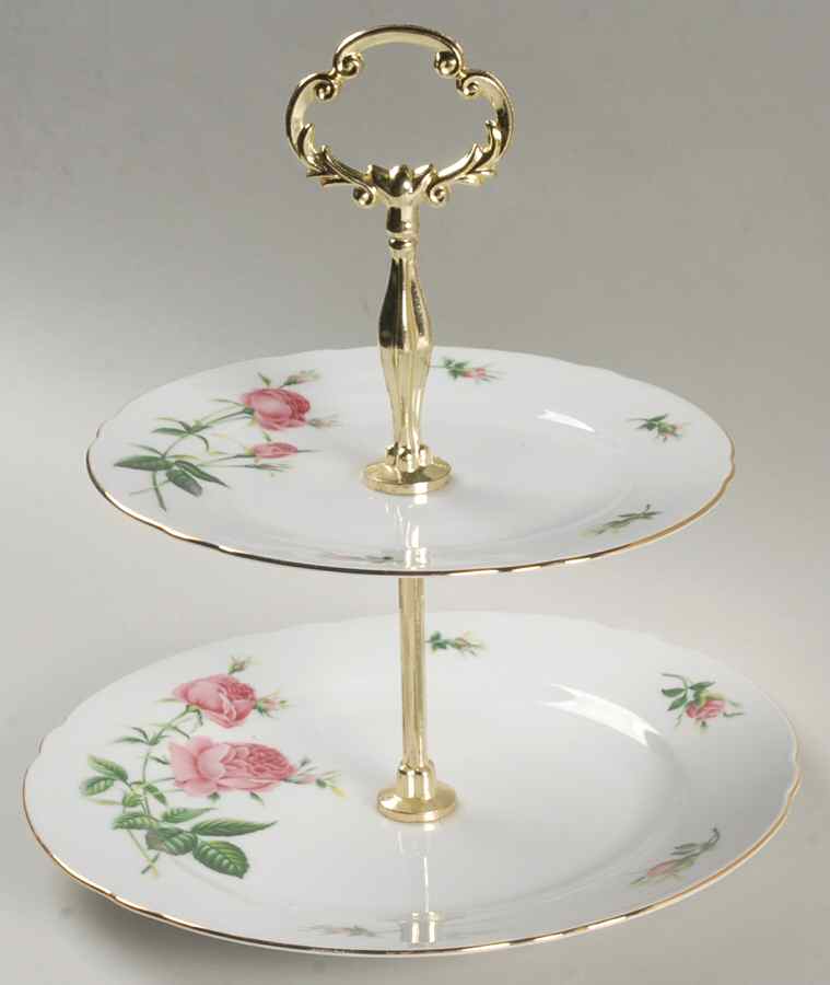 Rose 2 Tiered Serving Tray (Luncheon & Salad Plate) by Christineholm-1